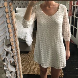 White Lace Long Sleeved Dress